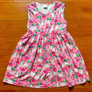 Girls Boutique Pink Unicorn Tank Dress Size 7/8 - Like New